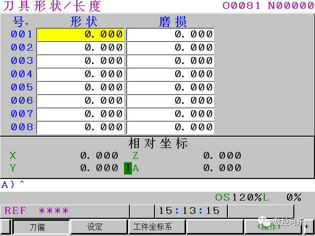 Fanuc 0i MF系统显示参数之刀补界面