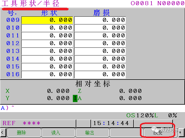 Fanuc 0i MF系统显示参数之刀补界面
