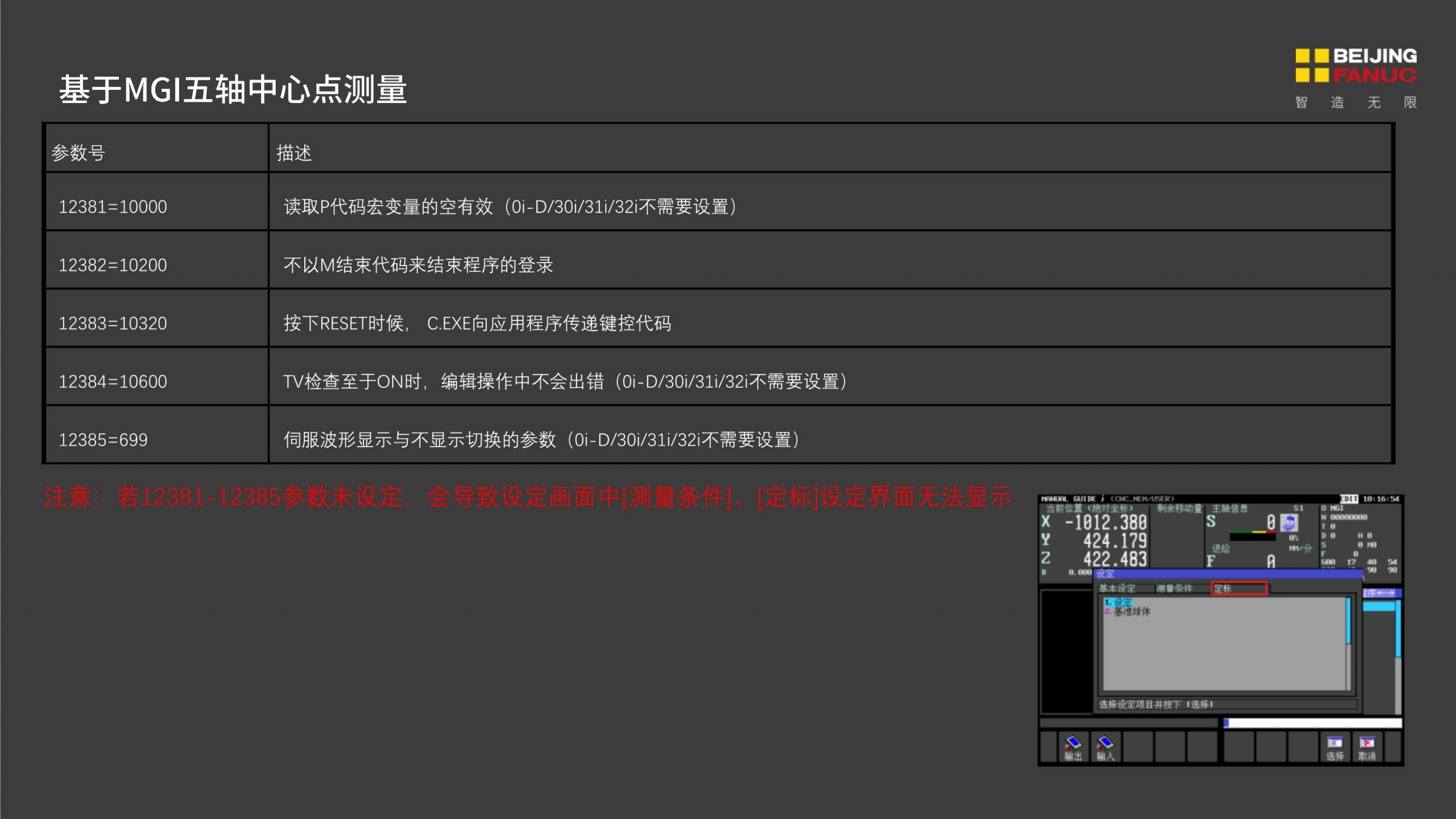 FANUC基于Manual Guide i的五轴中心点测量