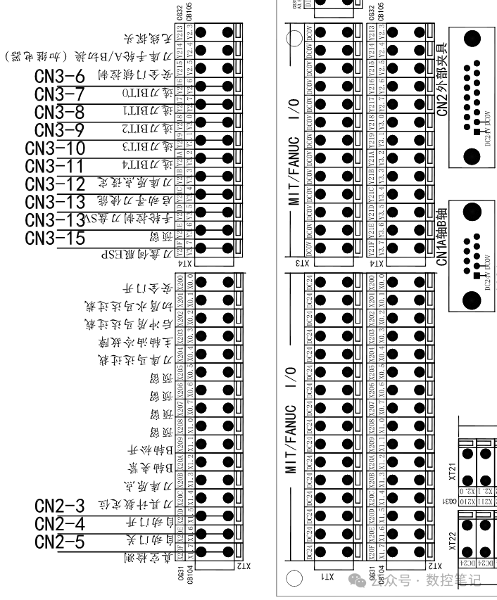三菱M70系统 台群T500H机床IO板各端口功能