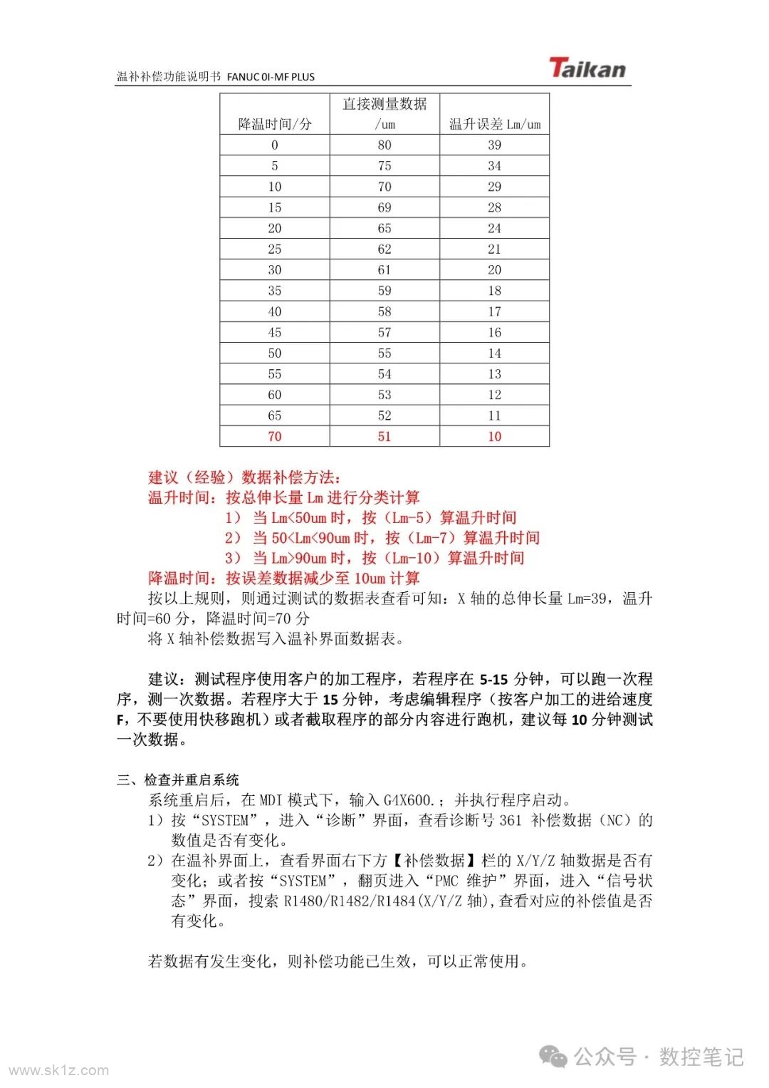 FANUC台群机床温度补偿界面使用说明