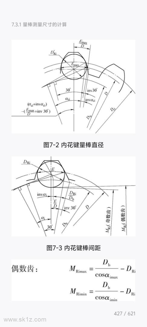 圆柱直齿渐开线花键检验方法、量棒测量尺寸的计算
